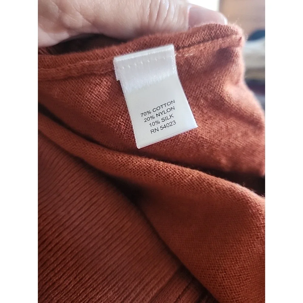 Banana Republic Men Burnt Orange Gray Argyle Zip Up Sweater Sz L Luxury‎ Blend